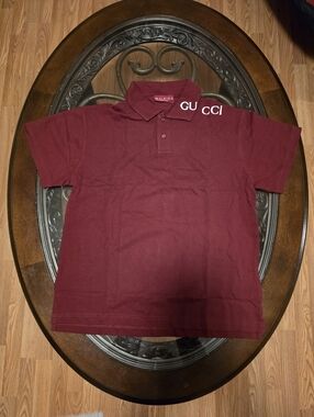 Gucci Burgundy Polo Shirt | Classic Logo | Men’s Size M